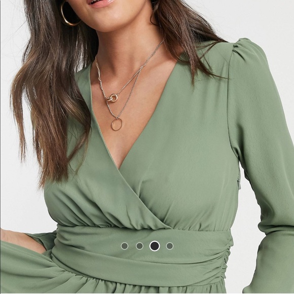 Sage Asos Waist Detail Top - Picture 2 of 4